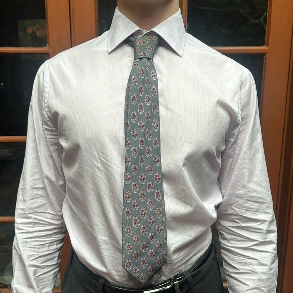 Valentino Vintage Gray Silk Tie